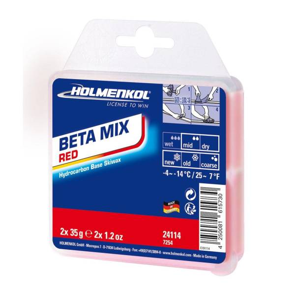 Holmenkol Skiwachs Hydrocarbon BetaMix red - 2x 35g Basiswachs Wax